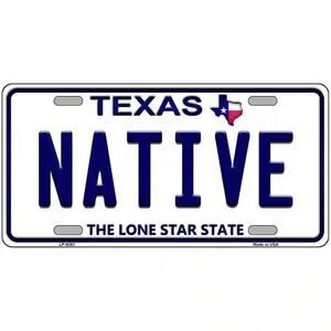 Texas Native License Plate Sign Wall Art Sign Metal New Retro Auto Lone Star